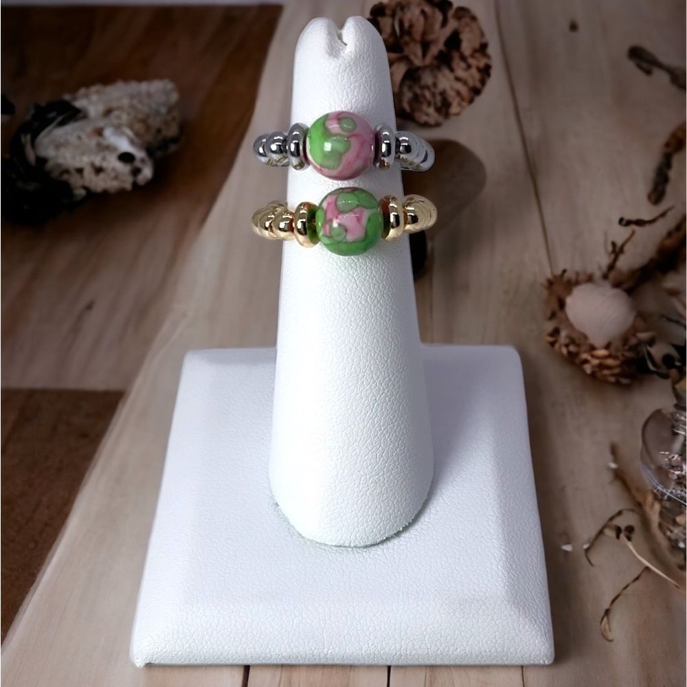 NWT Wool + Pepper Co. Rain Flower Beaded Ring with gold or silver
